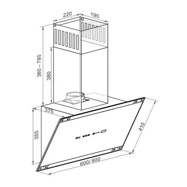Art Deco 60cm Chimney Cooker Hood (Black) - Image 7