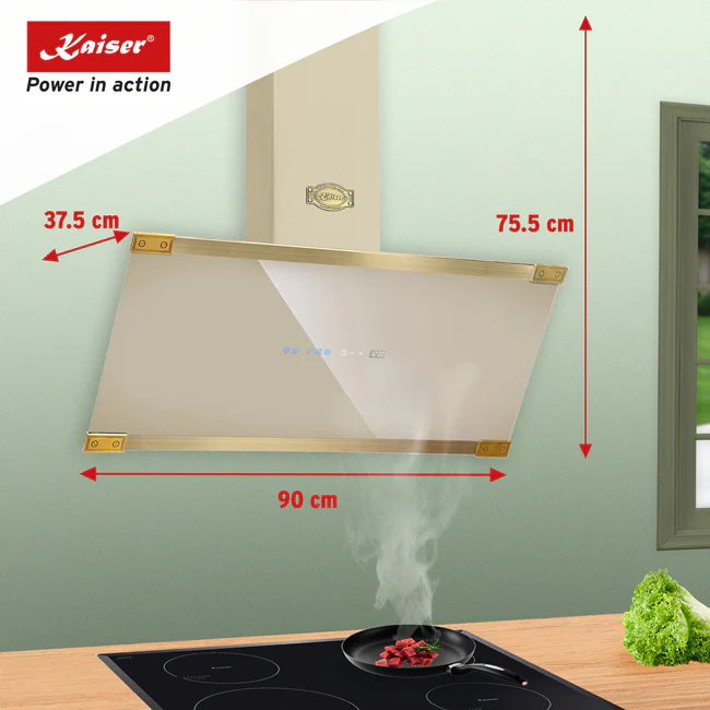 Art Deco 90cm Chimney Cooker Hood (Ivory) - Image 5