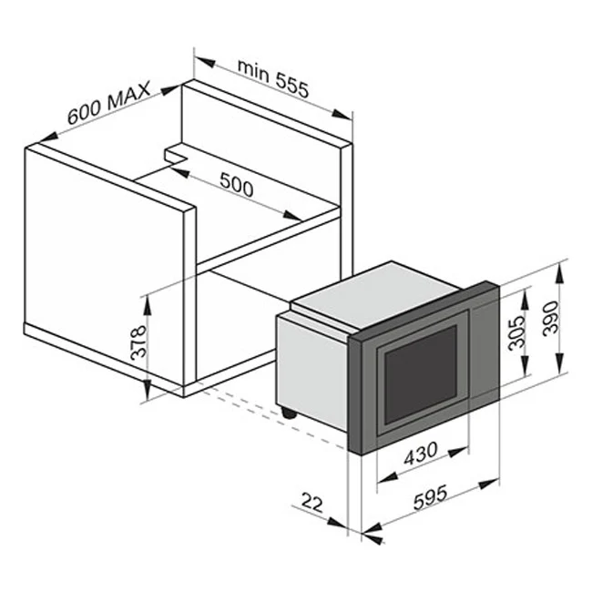 Art Deco Built In 900W Microwave Oven (Black) - Image 8