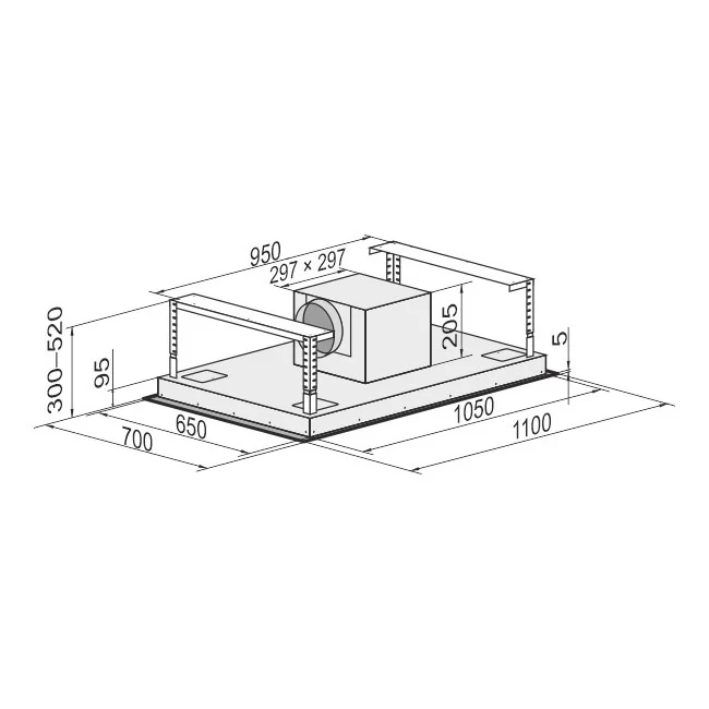 Avantgarde Pro 110cm Built-In Ceiling Island Cooker Hood (Steel) - Image 5