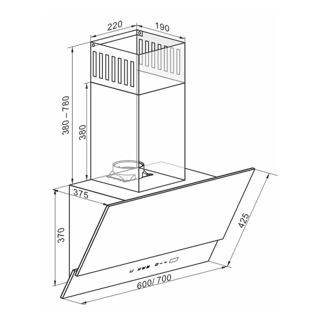 Avantgarde Pro 60cm Cooker Hood (Steel) - Image 10