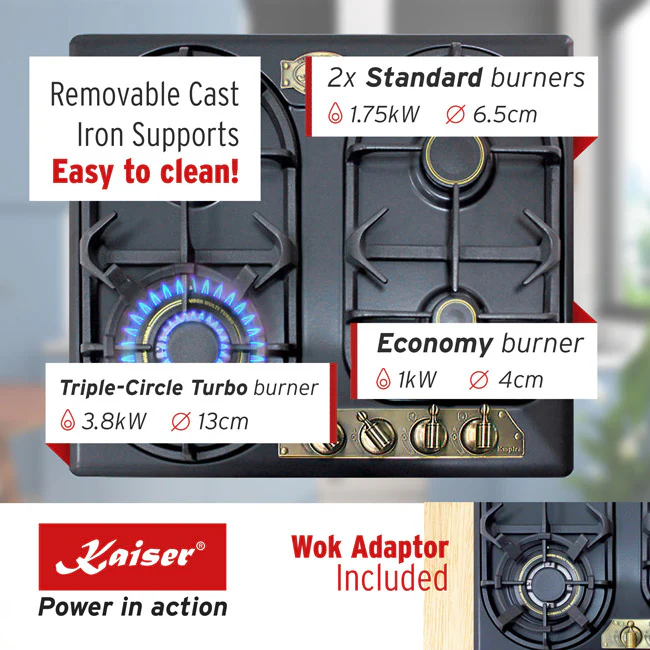 Empire 60cm Gas Hob (Black) - Image 3