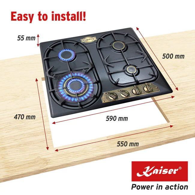 Empire 60cm Gas Hob (Black) - Image 6