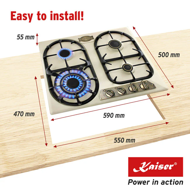 Empire 60cm Gas Hob (Ivory) - Image 6