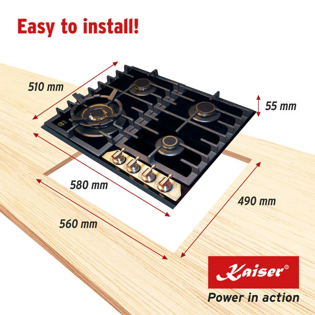 Empire 60cm Turbo Gas Hob (Black) - Image 6