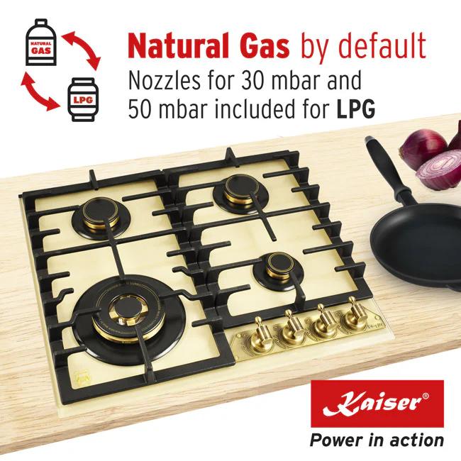 Empire 60cm Turbo Gas Hob (Ivory) - Image 4