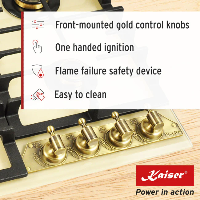 Empire 60cm Turbo Gas Hob (Ivory) - Image 5