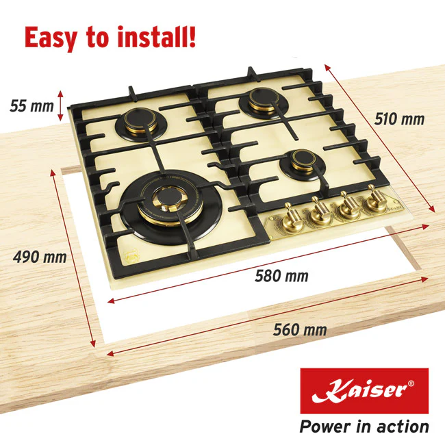 Empire 60cm Turbo Gas Hob (Ivory) - Image 6