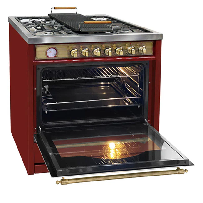 Empire 90cm Dual Fuel Range Cooker (Bordeaux Red) - Image 3