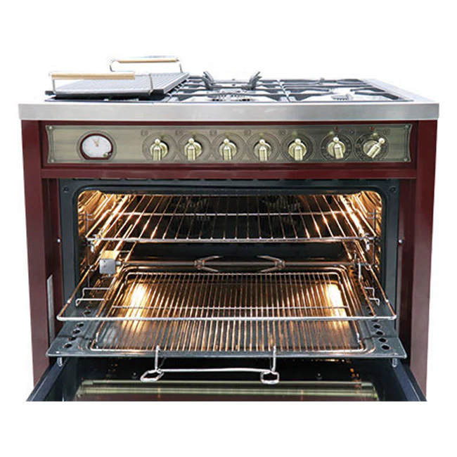 Empire 90cm Dual Fuel Range Cooker (Bordeaux Red) - Image 5