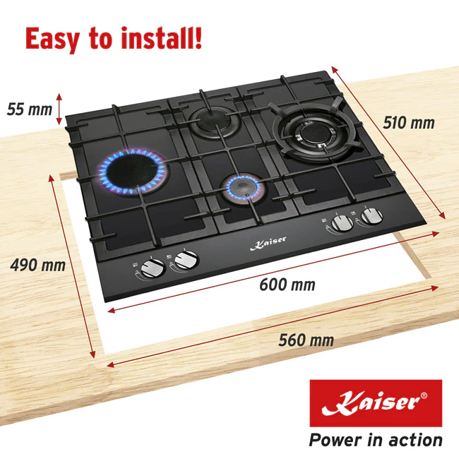 Grand Chef 60cm Gas Hob (Black) - Image 6