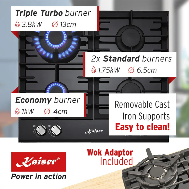 Grand Chef Turbo Gas Hob (Black) - Image 3